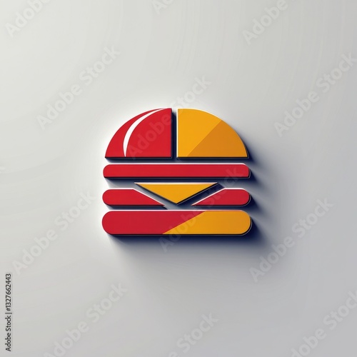 Modern Fast Food Logo with Abstract Geometric Burger Icon in Bold Vector Style and Vibrant Color Palette