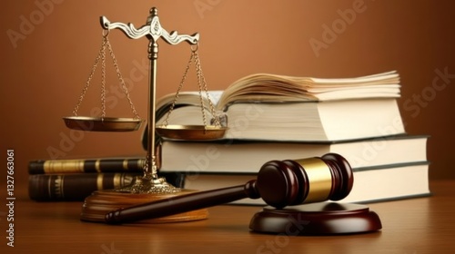 Scales of Justice Law Books Gavel Legal Symbol