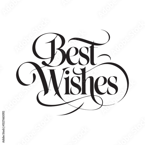 Elegant Black Calligraphy Text of Best Wishes on White Background