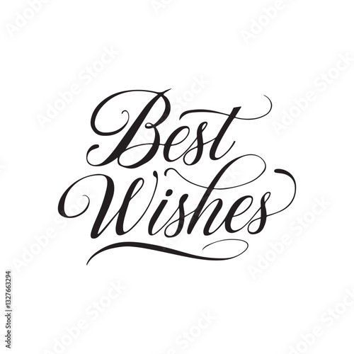 Classic 'Best Wishes' script calligraphy vector illustration, perfect for certificates, awards, and formal documents.