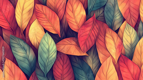 Wallpaper Mural Seamless pattern with leaves vector illustration. Torontodigital.ca