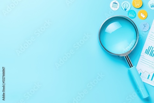 Wallpaper Mural Market Research Concept with Magnifying Glass on Blue Background for Analysis and Insights Torontodigital.ca