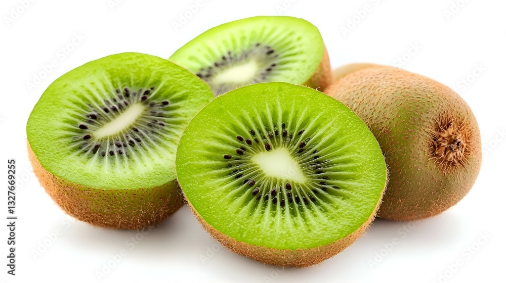 Fototapeta premium Fresh Kiwi Fruit Isolated on White Background