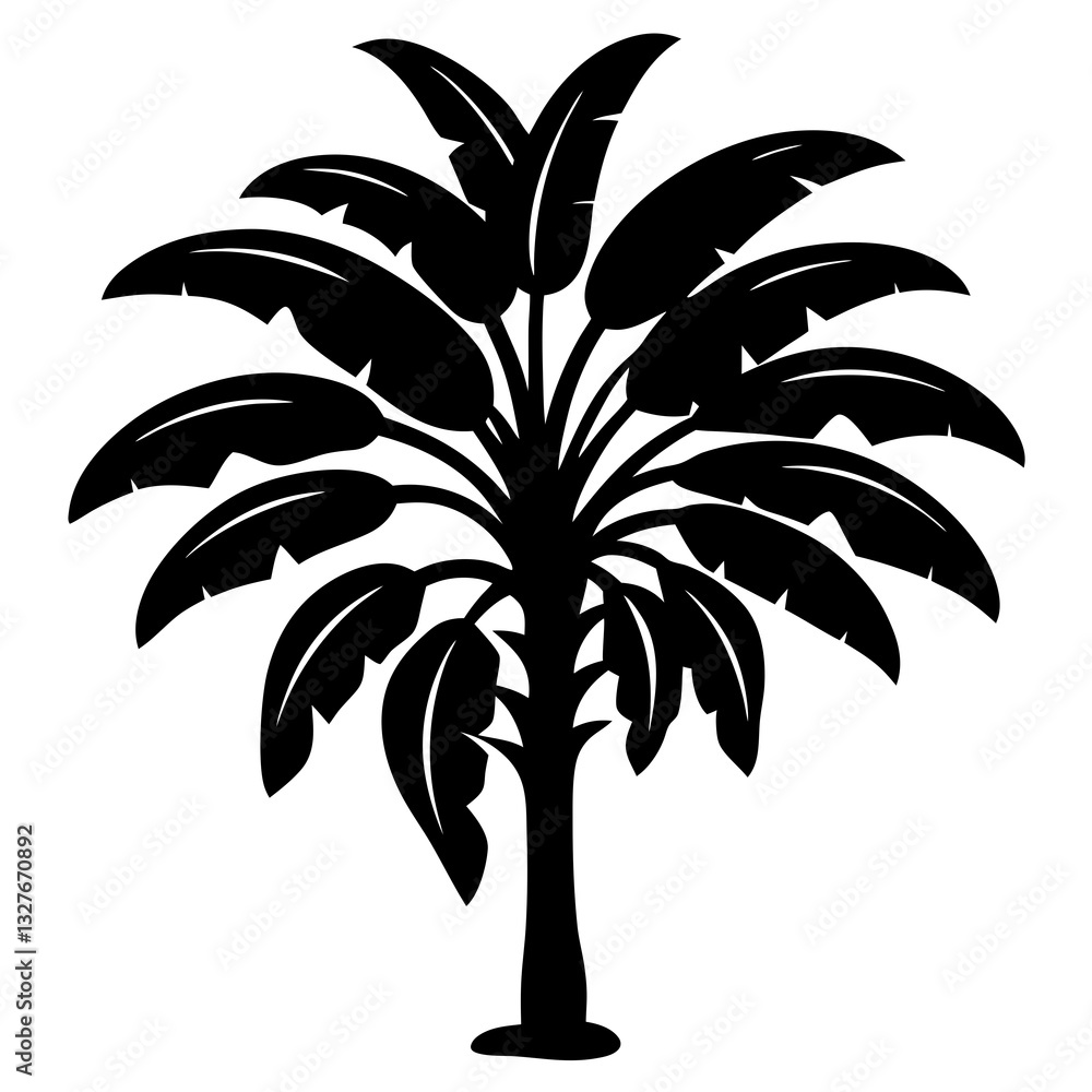 Banana tree black silhouette vector, Simple silhouette Design vector icon with white background. Banana tree black silhouette vector, Simple silhouette Design vector icon with white background.