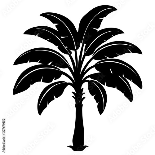 Banana tree black silhouette vector, Simple silhouette Design vector icon with white background. 