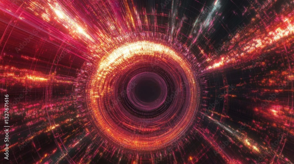 Obraz premium Abstract Digital Tunnel - A Vibrant Technological Journey