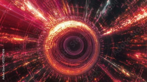 Abstract Digital Tunnel - A Vibrant Technological Journey