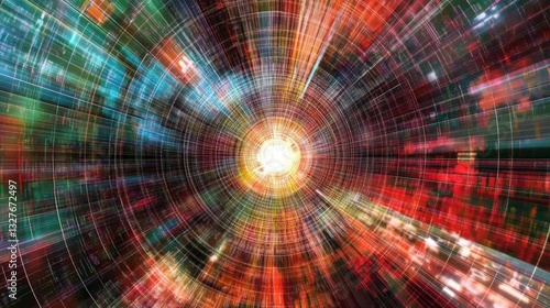Abstract Digital Tunnel: A Colorful Data Stream Through a Futuristic Technology Design