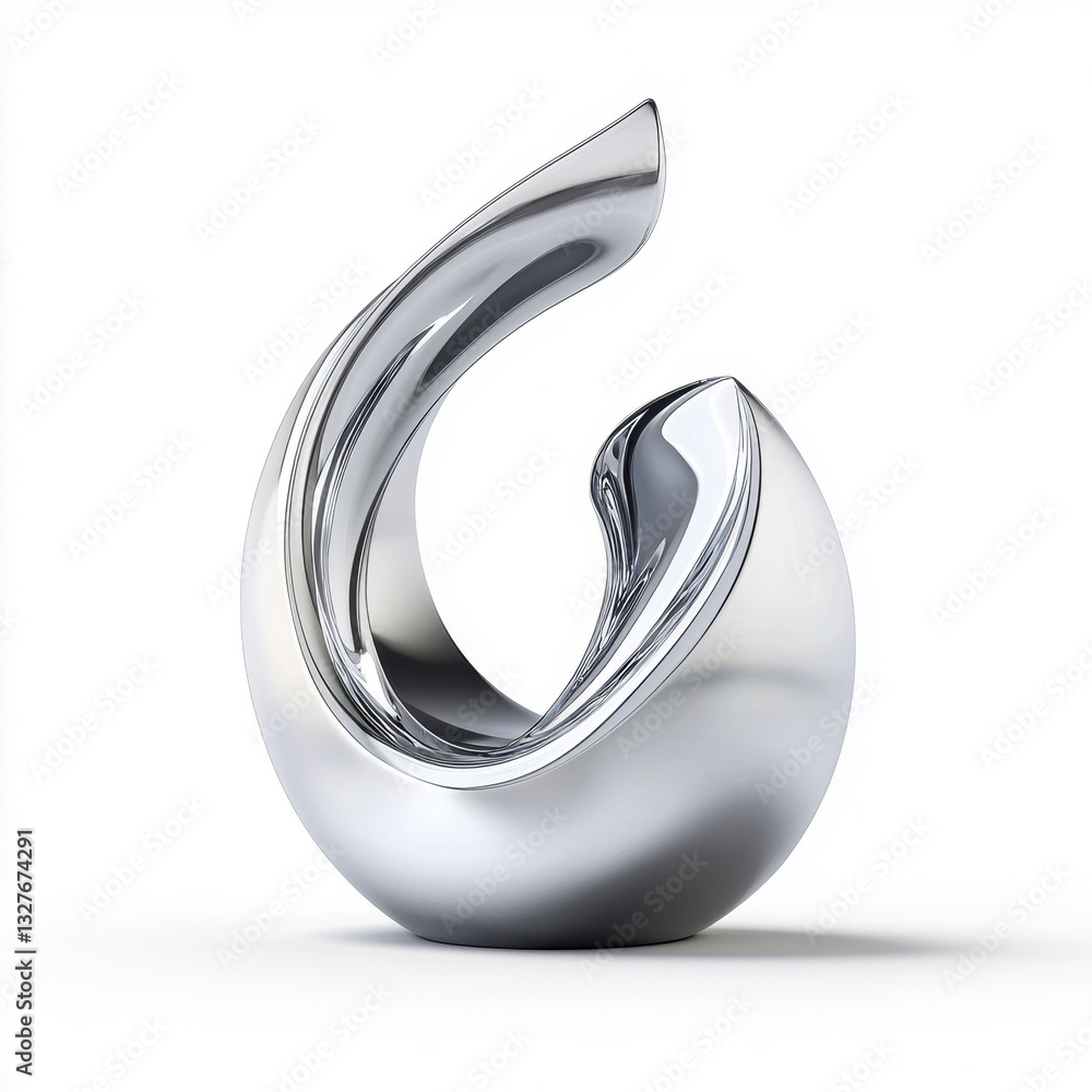 Platinum first-place trophy with curved, smooth edges and gleaming finish, isolated on a pure white background Platinum first-place trophy with curved, smooth edges and gleaming finish, isolated on a pure white background