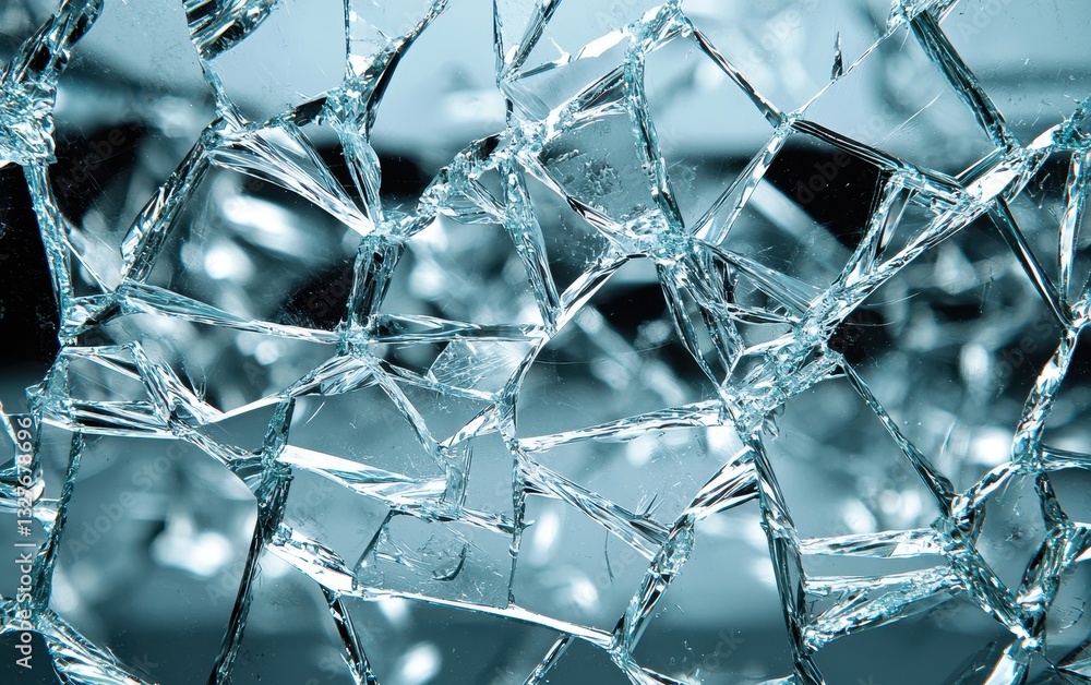Shattered glass texture with irregular broken edges and reflections Shattered glass texture with irregular broken edges and reflections
