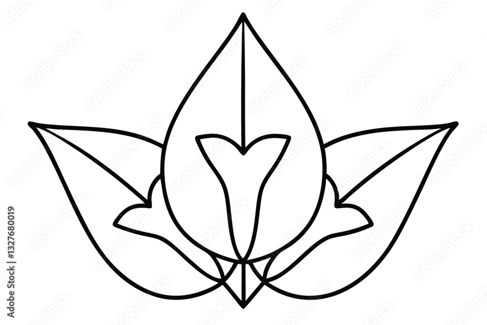 Black and white vector illustration of a flower and leaf design with a natural, eco-friendly style Black and white vector illustration of a flower and leaf design with a natural, eco-friendly style