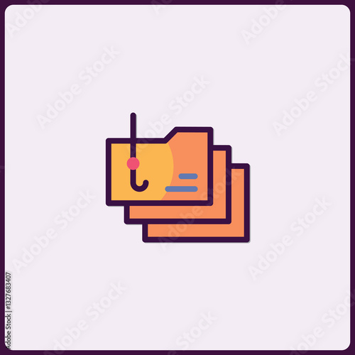 Phishing attack concept with data folder icon on colorful background