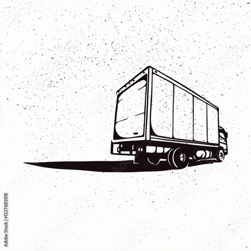 Box truck. Vector illustration on grunge texture background