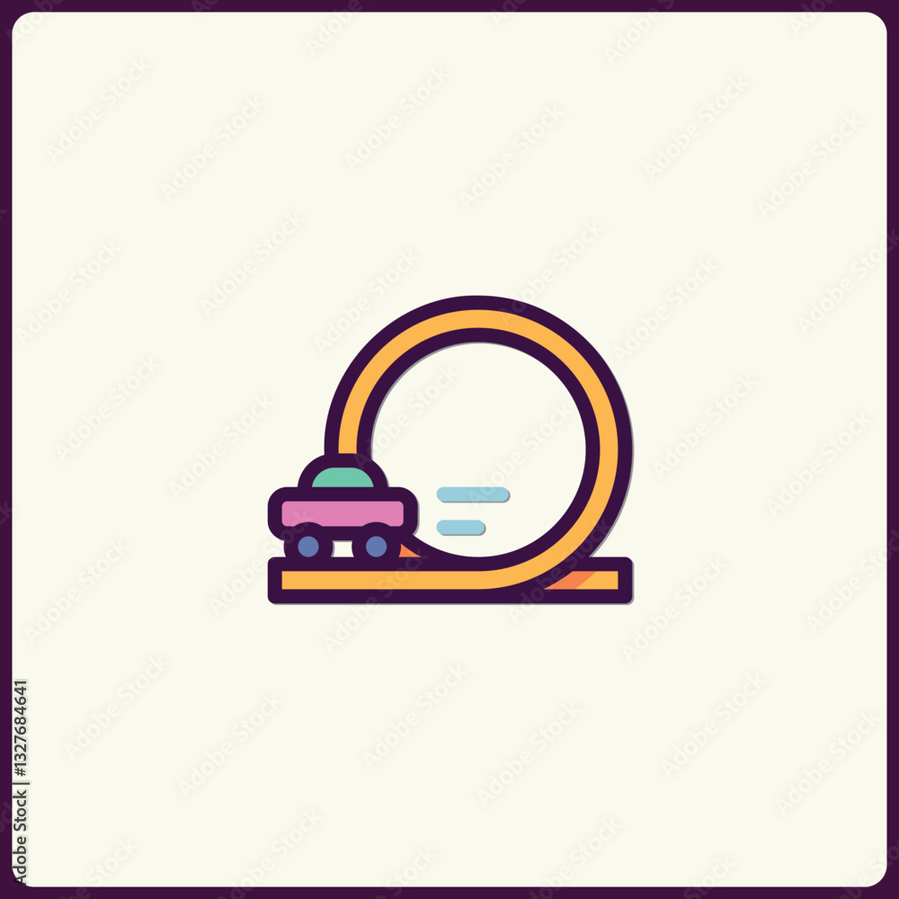 Fototapeta premium Whimsical Rollercoaster Icon with Pastel Colors and Playful Design Style