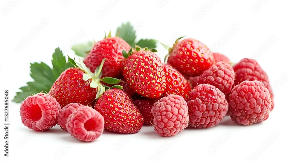 Strawberries and Raspberries Isolated on White Background Strawberries and Raspberries Isolated on White Background