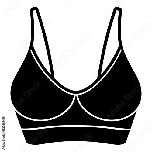 sports bra black silhouette vector, Simple silhouette Design vector icon with white background. Underwear Bra Vector. Textile Vector 
