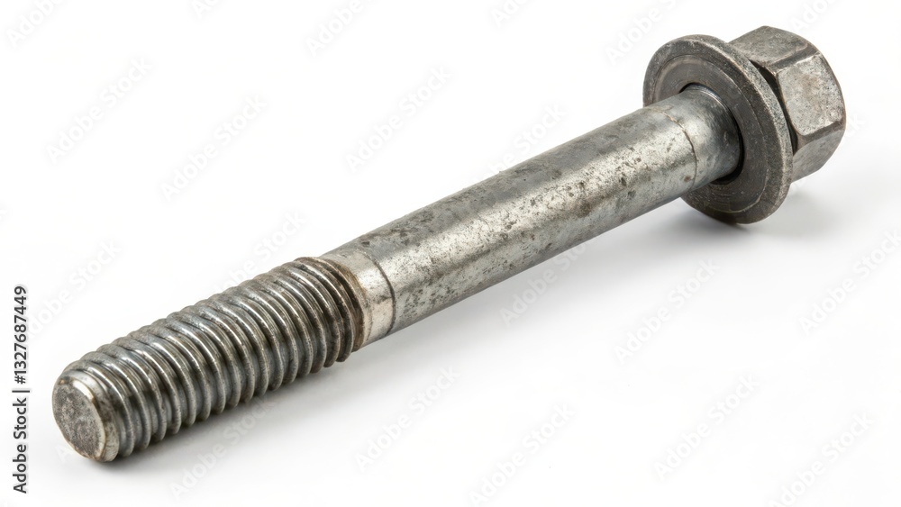 Fototapeta premium Metal Bolt with Washer on White Background