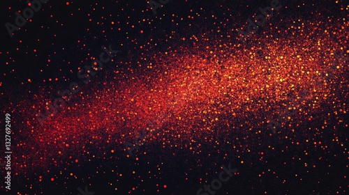 A Stunning Flow of Radiant Red and Orange Particles Spreading Across the Cosmic Canvas, Capturing the Beauty of the Universe in a Dazzling Display of Light and Color