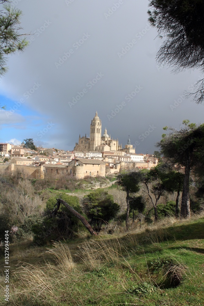 Segovia, viewed from the south-west. Segovia, viewed from the south-west.