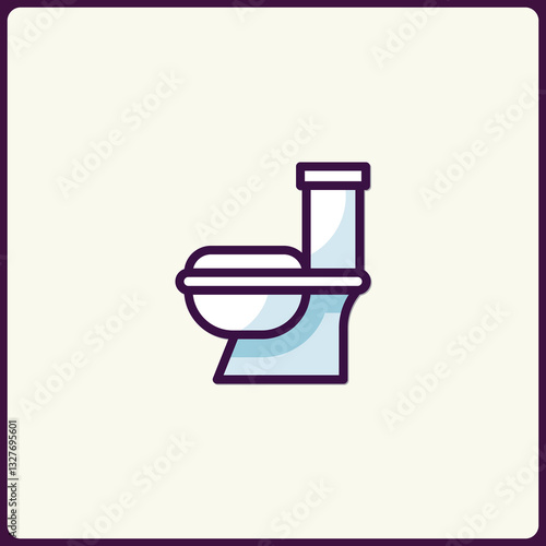 Vector icon illustration depicting a clean toilet fixture sanitaryware