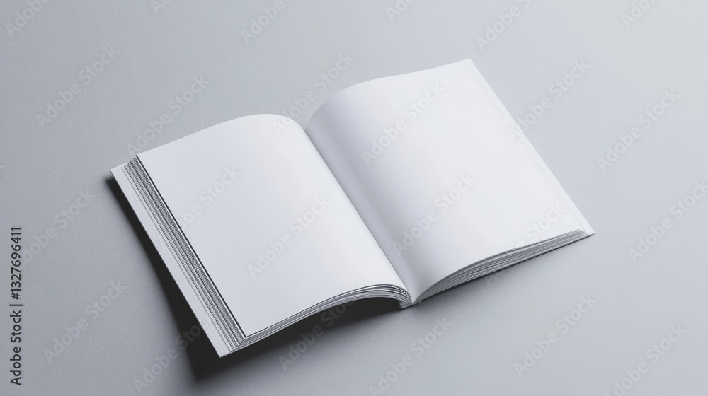 Top view, Brochure, magazine, book or catalog mock up isolated on soft gray background. Top view, Brochure, magazine, book or catalog mock up isolated on soft gray background.