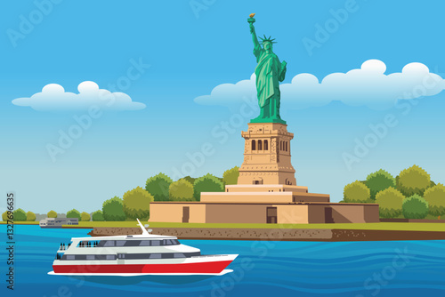 Statue of Liberty in New York Vector Illustration