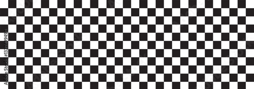 Race checker flag seamless pattern. Black and white rally texture. Checkerboard finish f1 design pattern. Squared grid. Vector Illustration on white background.