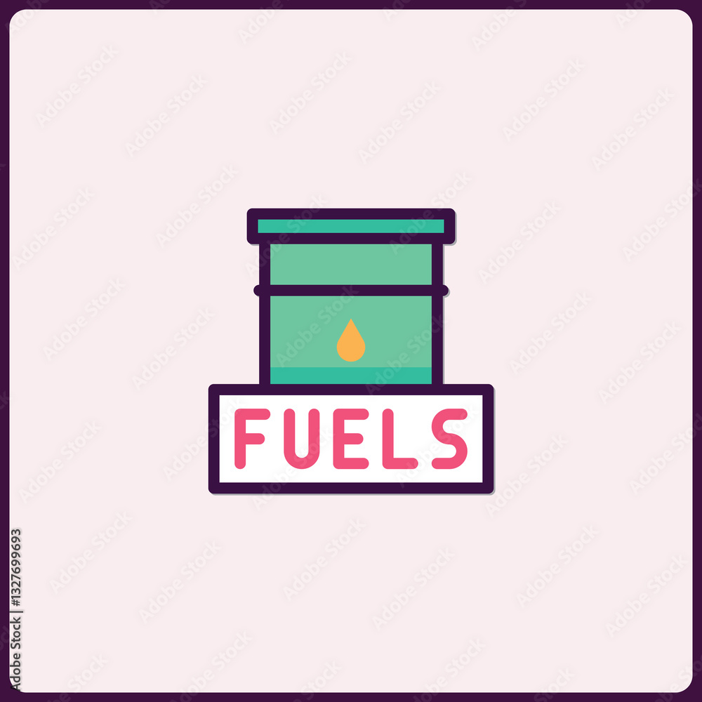 Fuel barrel icon graphic, representing energy sources and industry materials Fuel barrel icon graphic, representing energy sources and industry materials