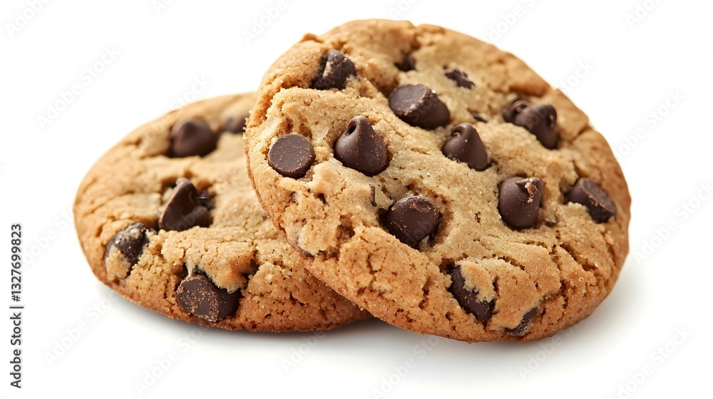 Two chocolate chip cookies isolated on white background Two chocolate chip cookies isolated on white background