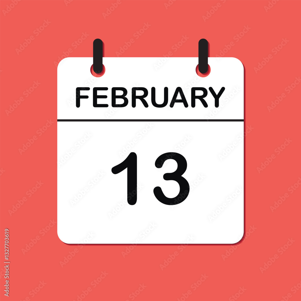 February 13. Daily Calendar icon for design. Simple design for business brochure, flyer, print media, advertisement. Easily editable. February 13. Daily Calendar icon for design. Simple design for business brochure, flyer, print media, advertisement. Easily editable.