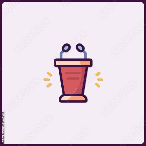 Minimalist podium illustration with radiating light accents and soft tones