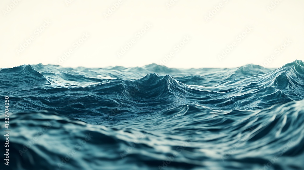Rolling ocean waves under pale sky showing water texture and movement Rolling ocean waves under pale sky showing water texture and movement