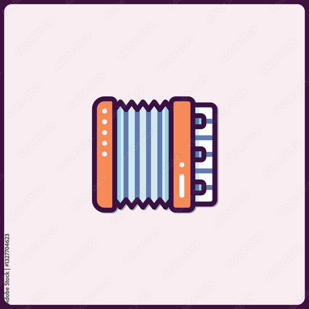Stylized Musical Instrument Icon Depicting an Accordion in Flat Vector Style Stylized Musical Instrument Icon Depicting an Accordion in Flat Vector Style