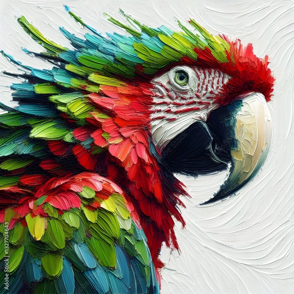 Obraz premium 홍금강앵무, 임파스토 기법 일러스트, jpeg (Macaw, Impasto Techniques Illustration, jpeg)