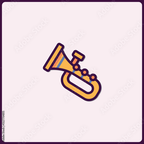 Whimsical trumpet icon, a fun and vibrant design element for celebrations