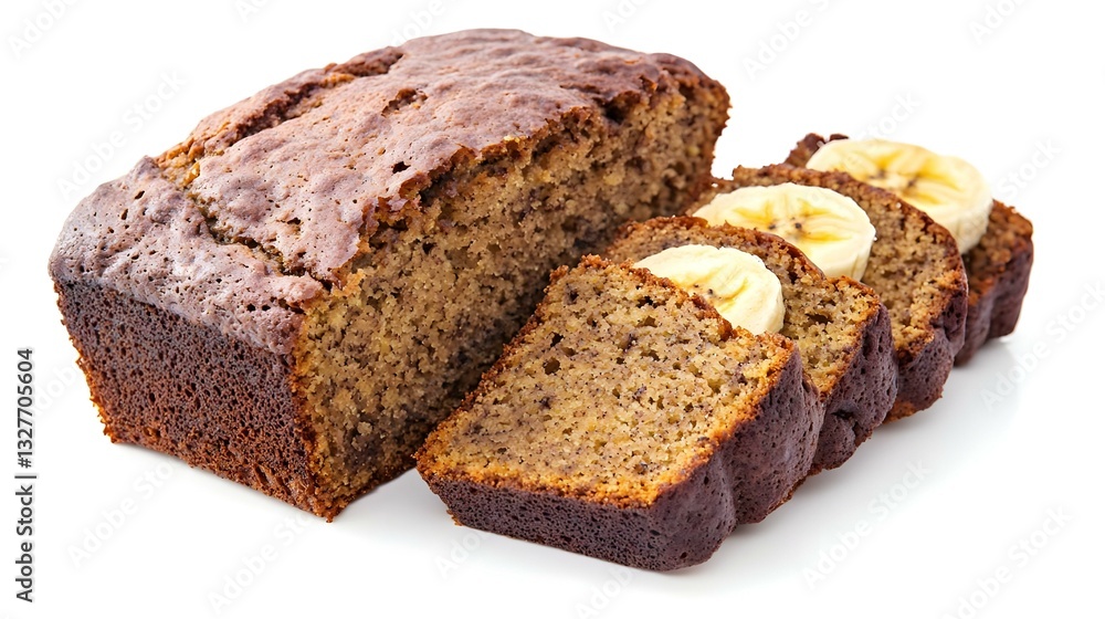 Tasty banana bread on white background Tasty banana bread on white background