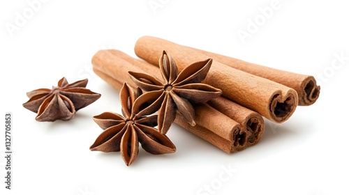 cinnamon stick and star anise spice isolated