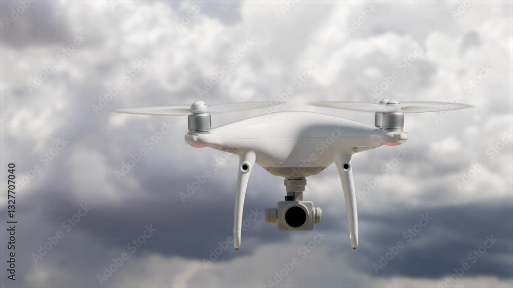 Real UAV Quadcopter Drone Flying Slow Motion Outdoors Over Timelapse Storm Clouds. Real UAV Quadcopter Drone Flying Slow Motion Outdoors Over Timelapse Storm Clouds.