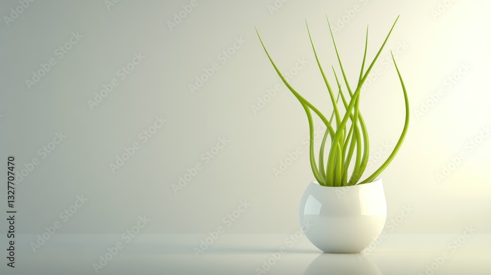 Minimalist Green Plant in a White Vase on a Clean Background Modern Home Decor Indoor Gardeni Minimalist Green Plant in a White Vase on a Clean Background Modern Home Decor Indoor Gardeni