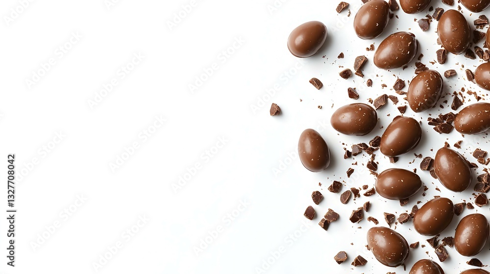 Obraz premium Chocolate Almonds Isolated on White Background