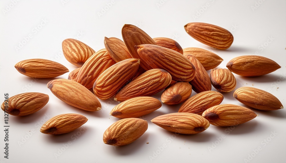 almonds on a white background almonds on a white background