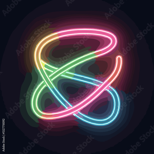 Vibrant neon ribbons glowing in fluid motion, artistic expression
