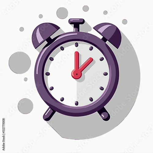 Purple clock ticking with red deadline hand on white background, urgency