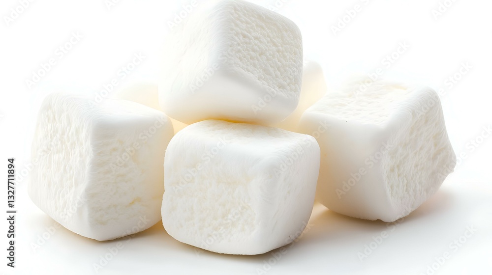 White Marshmallow Cubes isolated on white background White Marshmallow Cubes isolated on white background