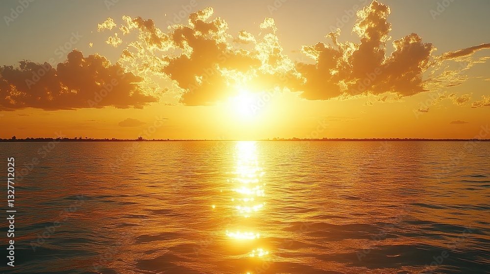 Fototapeta premium Golden sunset over tranquil water
