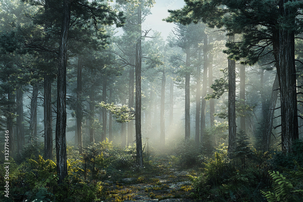 Naklejka premium fog in the forest