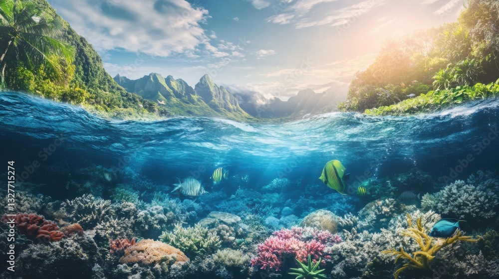 Naklejka premium Ocean Conservation and Awareness with Natural Elements