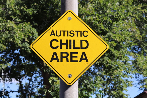 Autistic Child Area sign on street side post