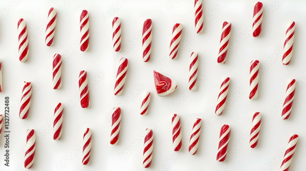 Fototapeta premium Candy Canes Pattern Isolated on White Background