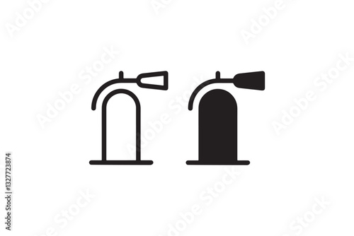 Fire extinguisher icon in black and white Vector